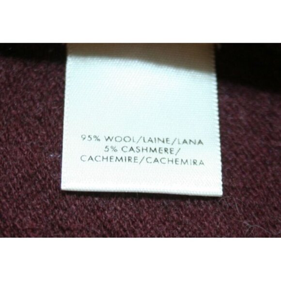 Ann Taylor Womens Maroon V-Neck Tunic Sweater Wool Cashmere Blend Size S Luxury - Picture 3 of 6